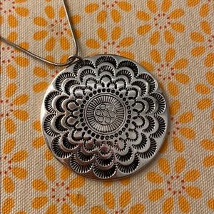 Silver necklace - floral pendant